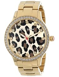 Betsey Johnson Womens BJ00157-08 Analog Leopard Pattern Dial Watch