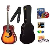 Yamaha FG720S Brown Sunburst Acoustic Guitar Bundle with Yamaha Hard Case, DVD, Picks, Strap, Strings, Pick Card, and Polishing Cloth