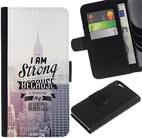 ULTIX Cases / Apple Iphone 5 / 5S / EMPIRE STATE BUILDING TYPOGRAPHY / Slim PU Leather Wallet Credit Card Case Cover Shell Armor