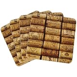 Set of 4 Coasters With Wine Cork Motif