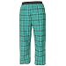 Teal Blue and Black tartan plaid check flannel cotton pants for lounging, sleep, sports. Unisex relaxed fit, available in 3 Youth sizes, exposed elastic waist