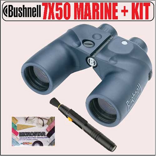 Bushnell 7X50 Marine Waterproof w/Compass Binoculars Plus Accessory Bundle