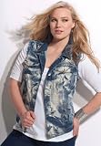 Roamans Plus Size Jean Jacket Vest by Denim 24/7