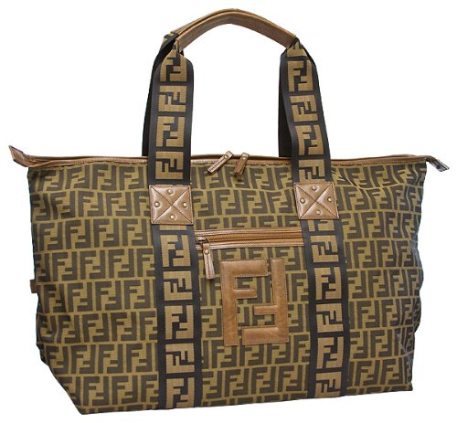Fendi Large Tobacco Fabric Expanding Tote 7VS070