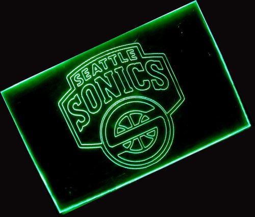 NBA Seattle Super Sonics Team Logo Neon Light Sign (Green)