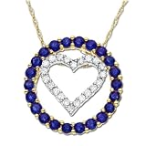 10k White Gold Sapphire Circle and Heart-Shaped Diamond Interchangeable Pendant (1/6 cttw, I-J Color, I3-Clarity)