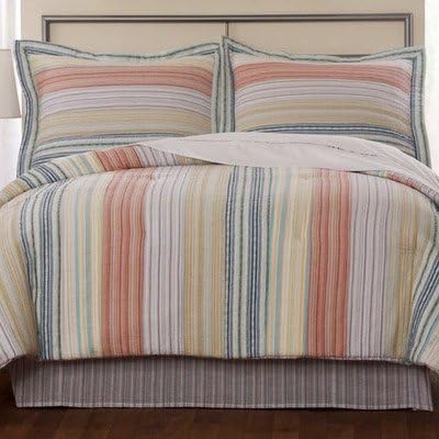 Retro Stripe Cotton Quilt Size: Full / Queen, Color: Pastel