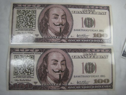 masks guy fawkes:Anonymous $100 LULZ Bills play money stickers decals x 2 LULZSEC