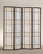 Coaster Oriental Floral Accented 4-Panel Room Screen Divider, Black Wood Framed