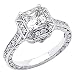.925 Sterling Silver Princess-cut CZ Cubic Ziconia Solitaire with side-stone Ladies Wedding Engagement Ring Band (Size 5 to 9)