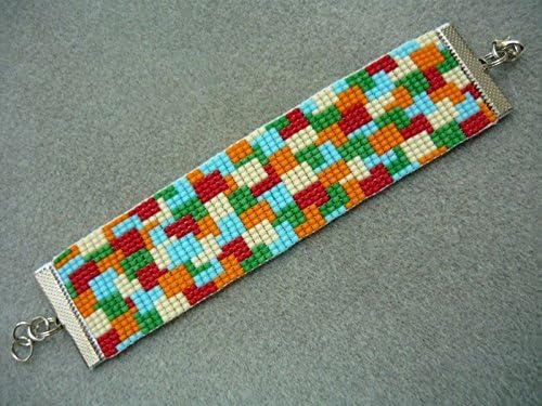 Handmade Beaded Overlap Squares Cuff Bracelet