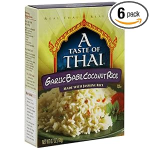 A Taste of Thai Garlic Basil Coconut Jasmine Rice, 6.7-Ounce Boxes (Pack of 6)