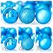 KIStore 24pcs Multicolor Decorative Snow White and Silver Theme Decorative Balls, 1.57-Inch, Blue