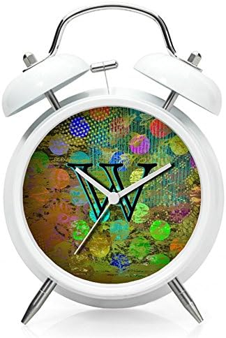Twin Bell Analog Alarm Clock - Loud Alarm Clock (White) - Custom pattern Abstract Multicolored Dots Design eWatch