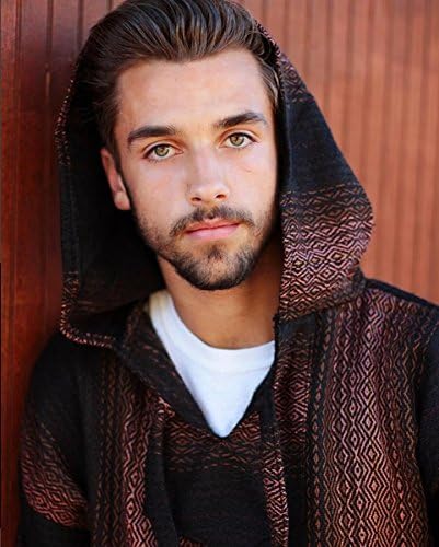 Mexican Threads Baja Jerga Poncho Drug Rug Hoodie Unisex Brown Black Large