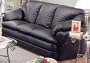 Overstuffed Retro Modern Pillow Top in Soft Top Grade Black Italian Leather Couch Sofa
