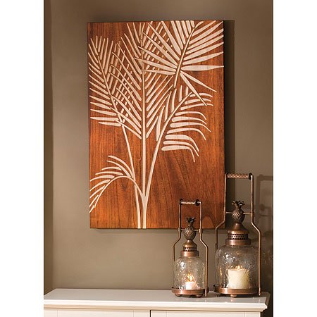 Carved Wood Palm Leaf Wall Art
