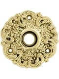 2 3/4" Ornate Floral Rosette In Unlacquered Brass