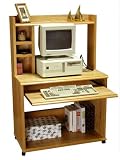 RUSH Computer Cart w / Hutch, Heirlooms, Oak Veneer finish, 54H x 36W x 20D