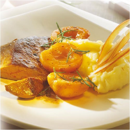 Pan-Fried Goose Foie Gras with Rosemary Apricots and Mashed Potatoes - Ingredients Set by Gourmet Food Store