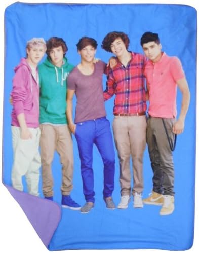 One Direction Portrait Blanket - 1D Blue Pop Music Fleece Throw