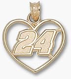 Jeff Gordon Driver Number "24" Heart Pendant - 14KT Gold Jewelry