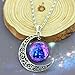 Jiayiqi Women's Galaxy Crescent Moon Galactic Universe Cabochon Pendant Necklace
