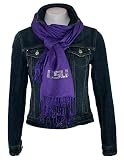 Collegiate Fashionista Louisiana State University Pashima, Versatile Woman's Scarf, Rhinestone Embellished with School Logo