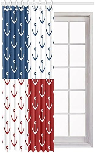 Navy Anchor Blackout Window Curtain/Panel 52" W X 84" L (One Panel)
