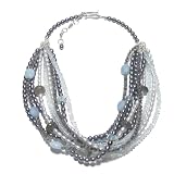 Pearl, Labradorite, Amazonite, Aquamarine Necklace by Elizabeth Showers, 15.5