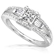 3/4ct TW Princess & Baguette Diamond Engagement Ring in 14kt White Gold