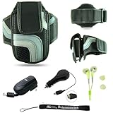 Black Adjustable Deluxe Sportband / Workout Armband with Adaptable Neck Str ....