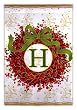Monogram Holiday Wreath Garden Size Flag H
