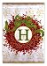 Monogram Holiday Wreath Garden Size Flag H