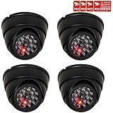 VideoSecu 4 Pack Dome Dummy Fake Infrared IR CCTV Surveillance Security Cameras Imitation Simulated Blinking LED with Security Warning Stickers C4B