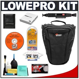 Lowepro Topload Zoom 2 (Black) Bag + Accessory Kit for Canon Rebel XSi XS T1i XTi 40D 50D Nikon D40 D60 D5000 D90 D300 D700 Olympus Evolt E-30 E-450 E-520 E-620 and Sony Alpha A200 A300 A350 A700 Digital SLR Cameras