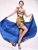 IMAGE OF #1631 Print Satin One Shoulder High Low Prom Dress