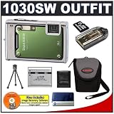 Olympus Stylus 1030 SW 10.1MP Digital Camera with 3.6x Optical Zoom (Green) + 4GB microSDHC Card with Card Reader + Spare Li-50B Battery + Compact Padded Camera Case