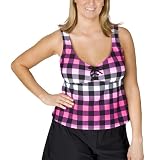 Juniors' Plus-Size Xhilaration® Pink/Black Tankini Swim Top