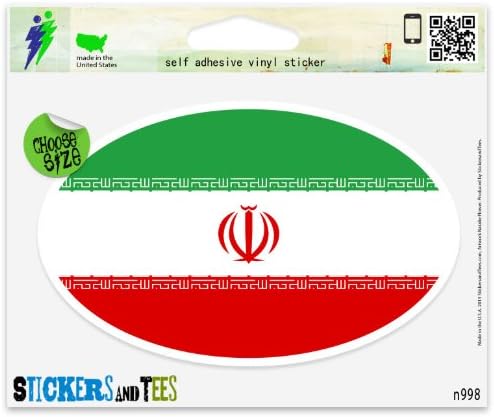 Iran Flag Oval Car Sticker Indoor Outdoor 5" x 3"
