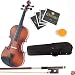 Mendini 1/16 MV300 Solid Wood Violin in Satin Finish with Hard Case, 2 Bows, Rosin, 2 Bridges and Extra Strings