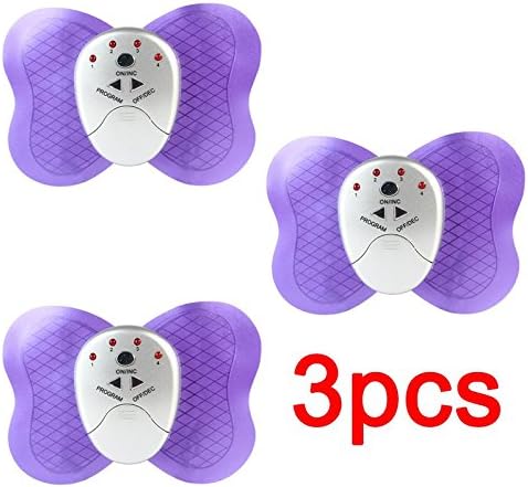 Butterfly Design Body Muscle Massager Electronic Slimming Massager for Fitness (Mini 3×Purple)