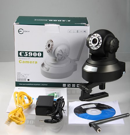 Esky C5900 Wifi H264 IP Camera w/ Pan & Tilt, Night Vision, 2 Way Audio on Apple Mac, Windows, @gmail compatible. Micro Sd Slot