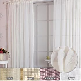 Sheer Linen Mesh Window Curtain 116x84 Pair - IVORY by Best Home Fashion
