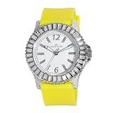 AK Anne Klein Women's 109197WTTYL Swarovski Crystal Accented Silver-Tone Yellow Strap Watch