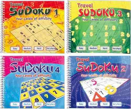 Set Of 4 Spiral Bound Travel Sudoku Puzzle Books Four Levels Of Difficulty