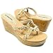 MRI Cork Platform Sandals Snake Print Blue