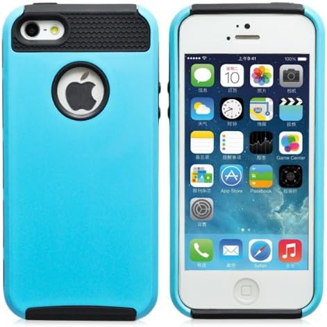 ROKE Two Tone Dual Layer Fashion Hybrid Armor Candy Case Cover for iPhone 5/5S - Blue/Black