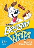 Beggin' Wraps, Bacon & Cheese Flavor Dog Snacks, 8-Ounce Bags (Pack of 10)