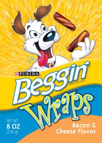 Beggin' Wraps, Bacon & Cheese Flavor Dog Snacks, 8-Ounce Bags (Pack of 10) by Bacon